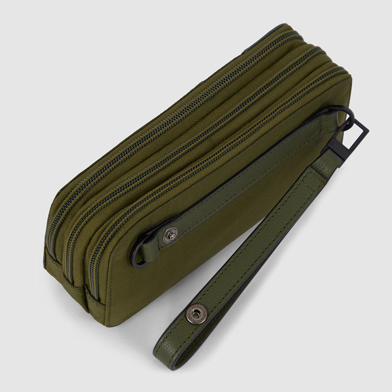 Case in recycled fabric with three dividers