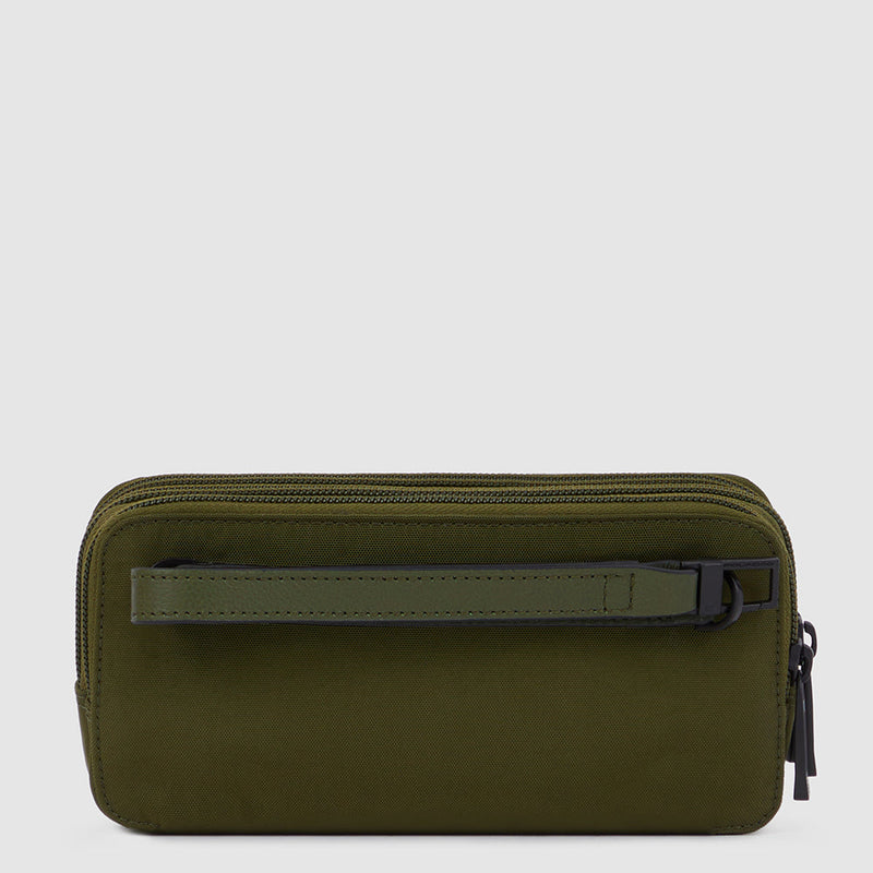 Case in recycled fabric with three dividers