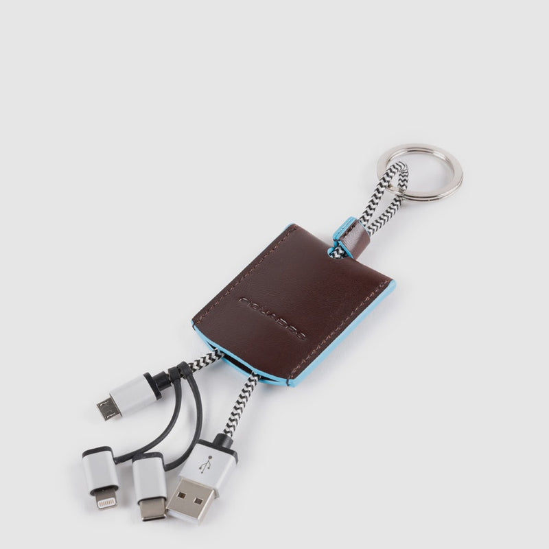 Leather key-chain with USB, micro-USB