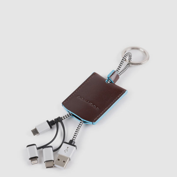 Leather key-chain with USB, micro-USB