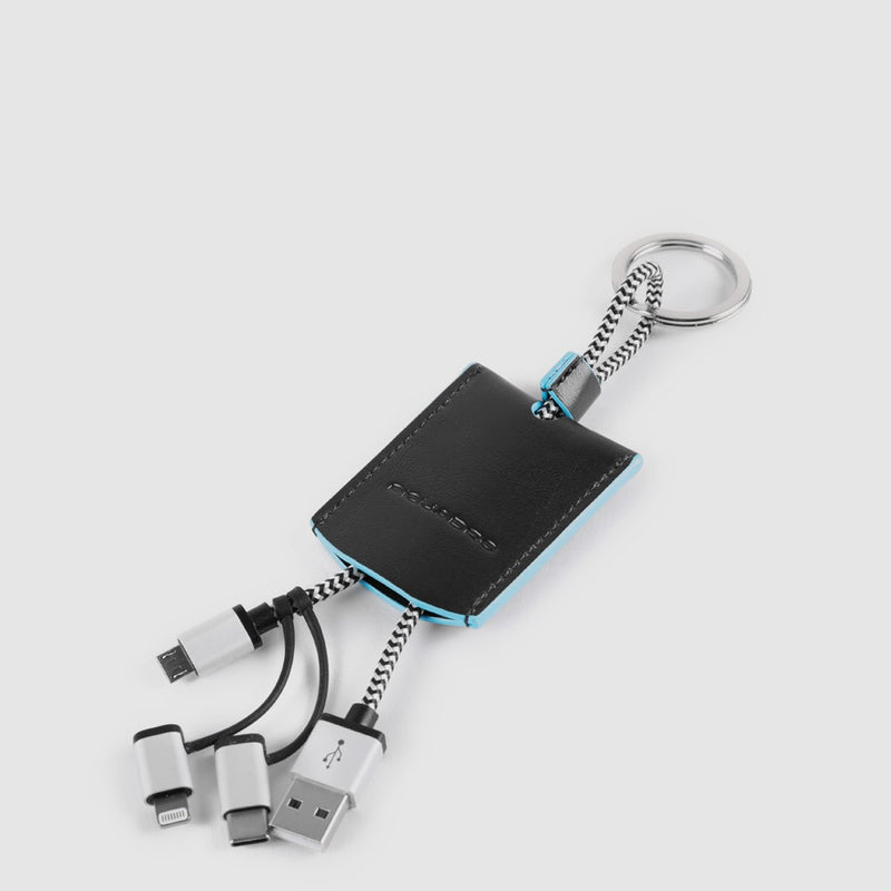 Leather key-chain with USB, micro-USB