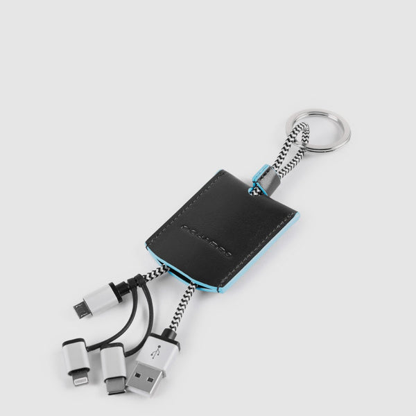 Leather key-chain with USB, micro-USB