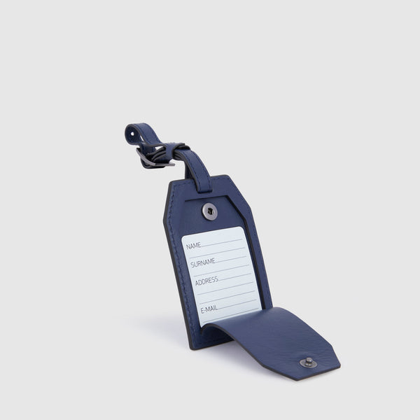 Address Tag in pelle con logo PQD inciso