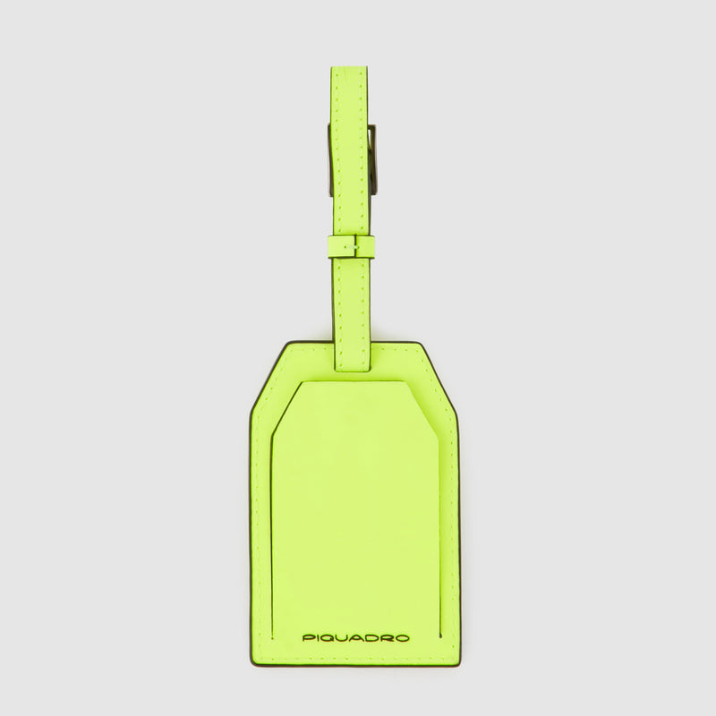 Address Tag in pelle con logo PQD inciso
