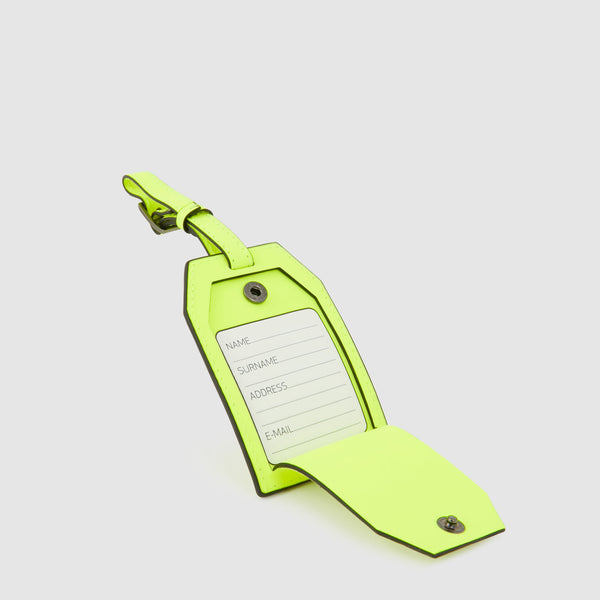 Address Tag in pelle con logo PQD inciso