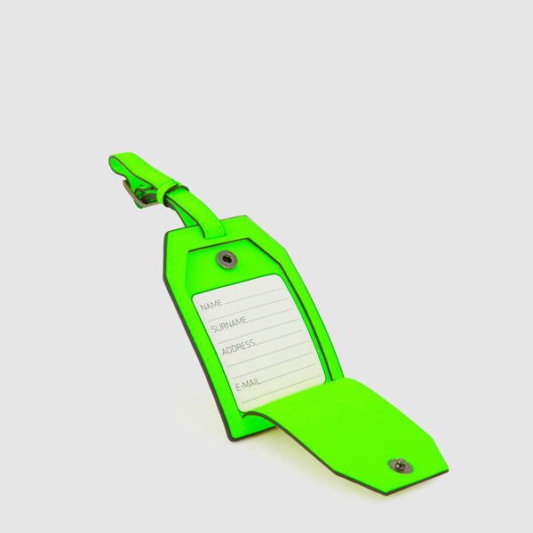 Address Tag in pelle con logo PQD inciso