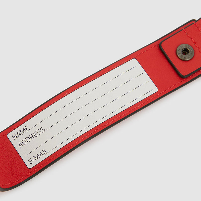 Address Tag in leather with carabiner
