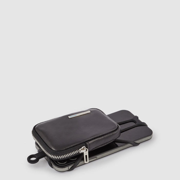 Neck phone holder with credit card pouch