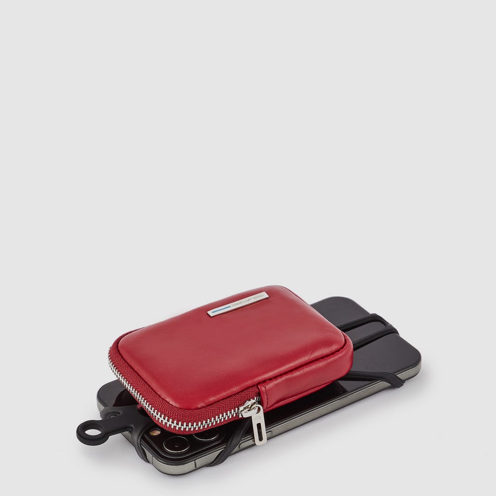 Neck phone holder with credit card pouch