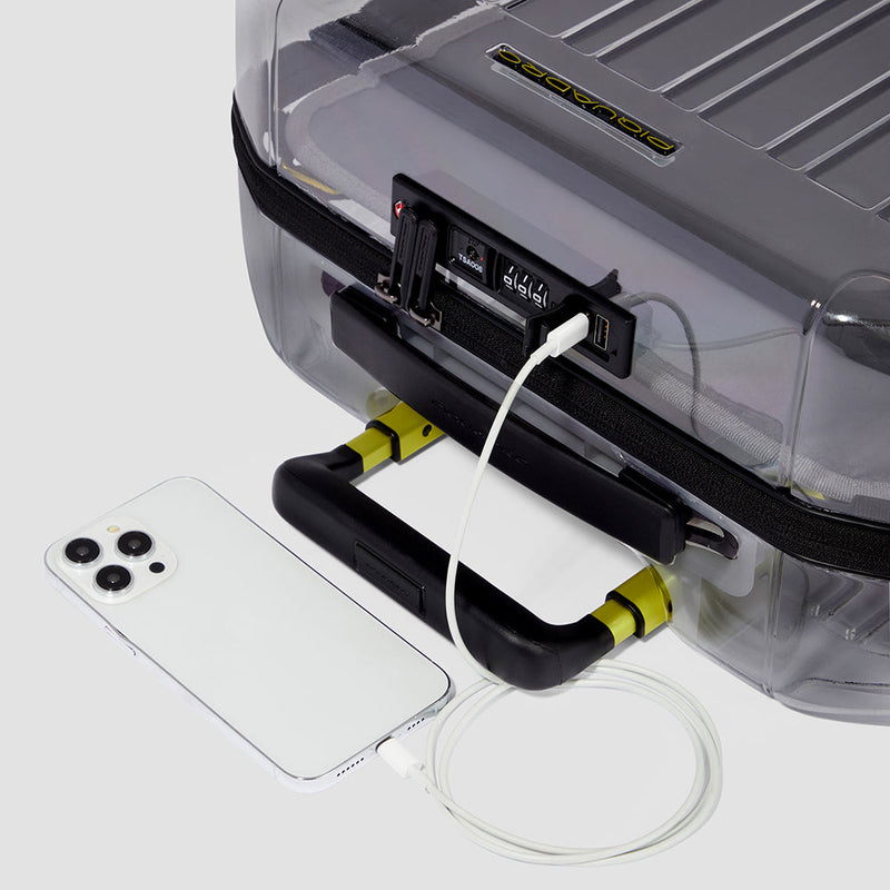Trasparent cabin size hardside spinner