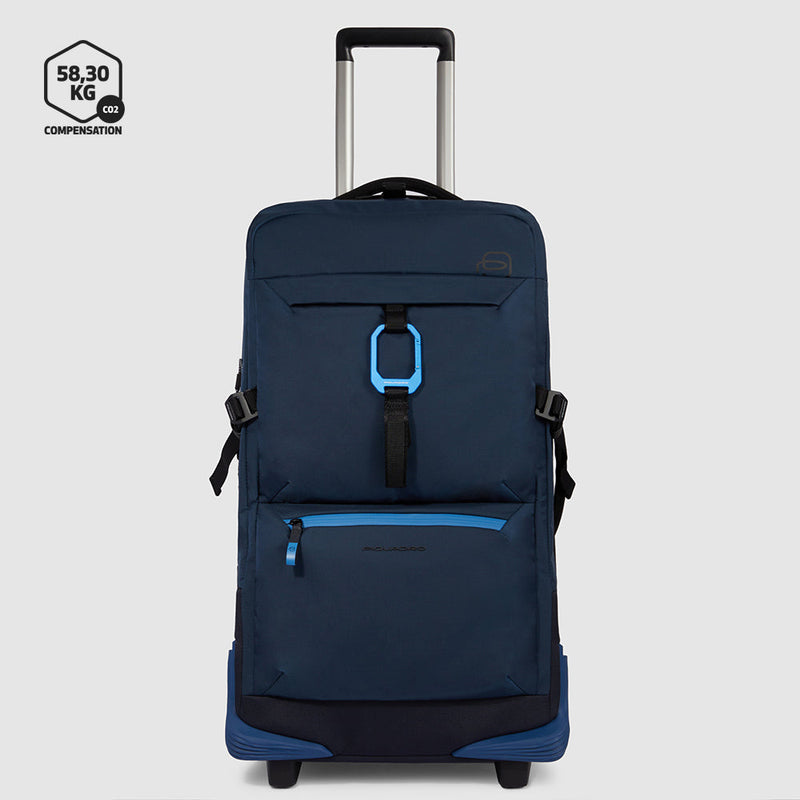 Modular wheeled duffel in recycled fabric