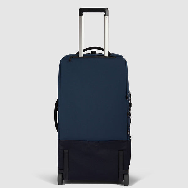 Modular wheeled duffel in recycled fabric