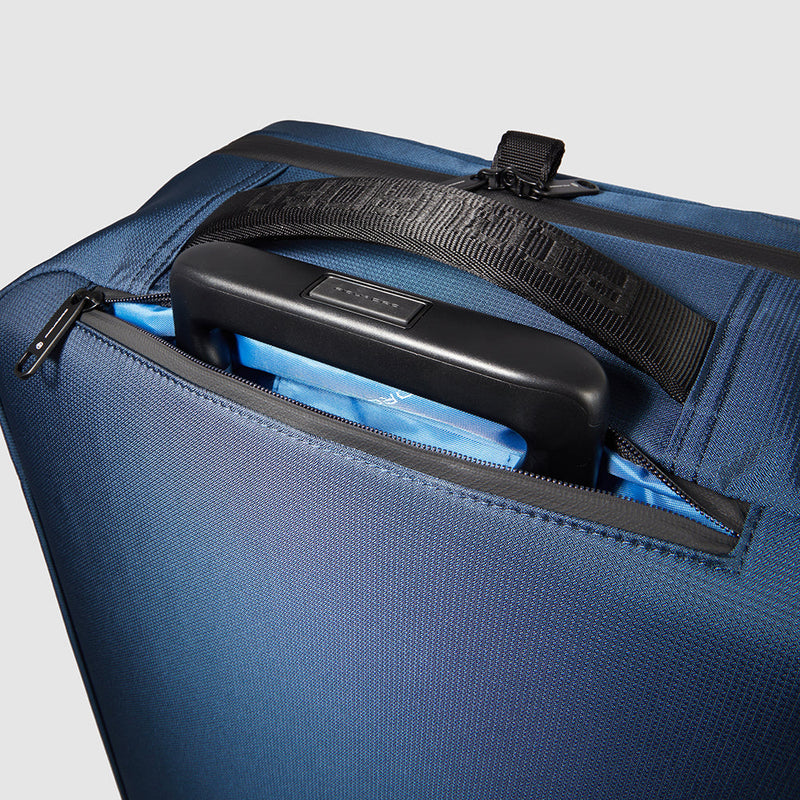Modular wheeled duffel in recycled fabric