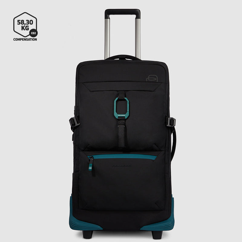 Modular wheeled duffel in recycled fabric