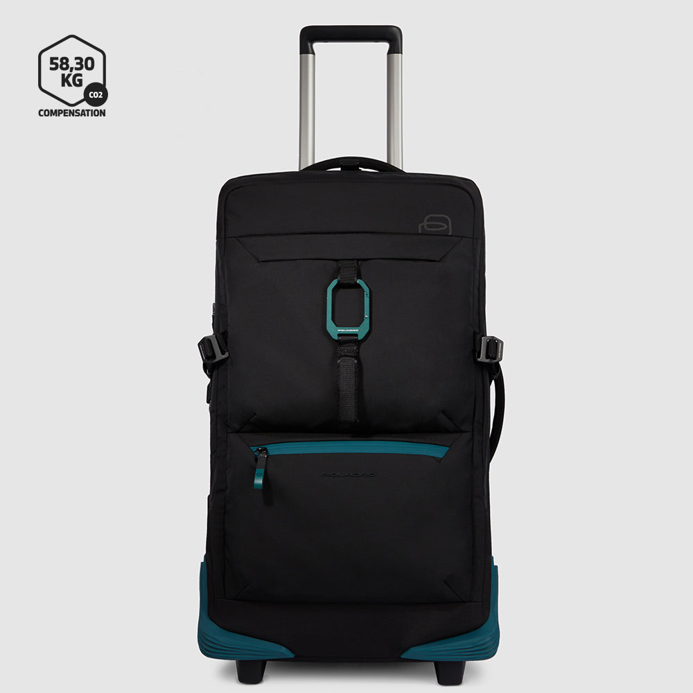 Modular wheeled duffel in recycled fabric