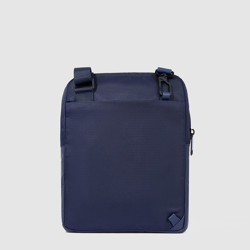 iPad® crossbody bag in recycled fabric and leather