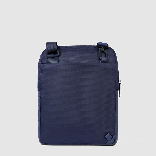 iPad® crossbody bag in recycled fabric and leather