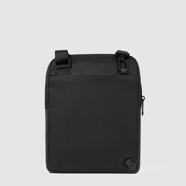 iPad® crossbody bag in recycled fabric and leather