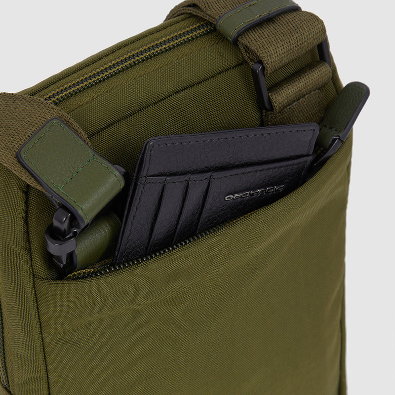 iPad®mini pocket crossbody bag in recycled fabric