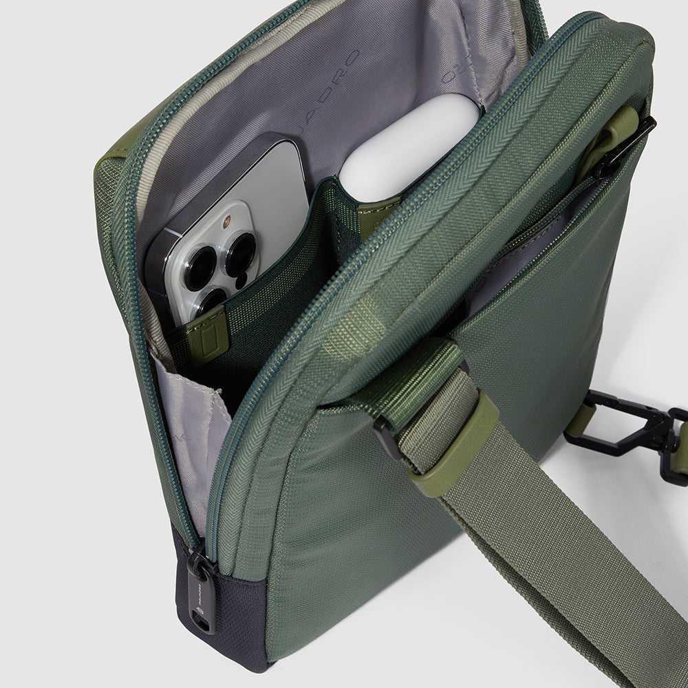 iPad®mini pocket crossbody bag in recycled fabric