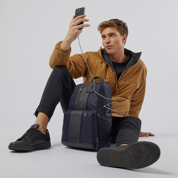 Laptop 14" and iPad® backpack in recycled fabric