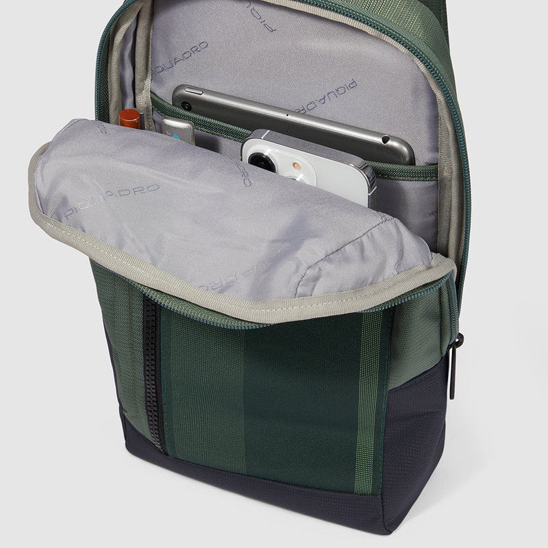 Mono sling bag for iPad®mini in recycled fabric