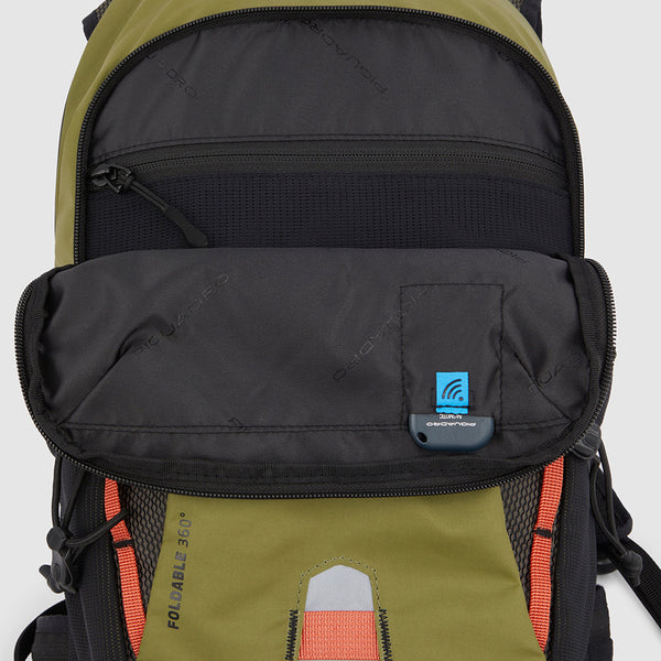 Foldable computer backpack in recycled fabric
