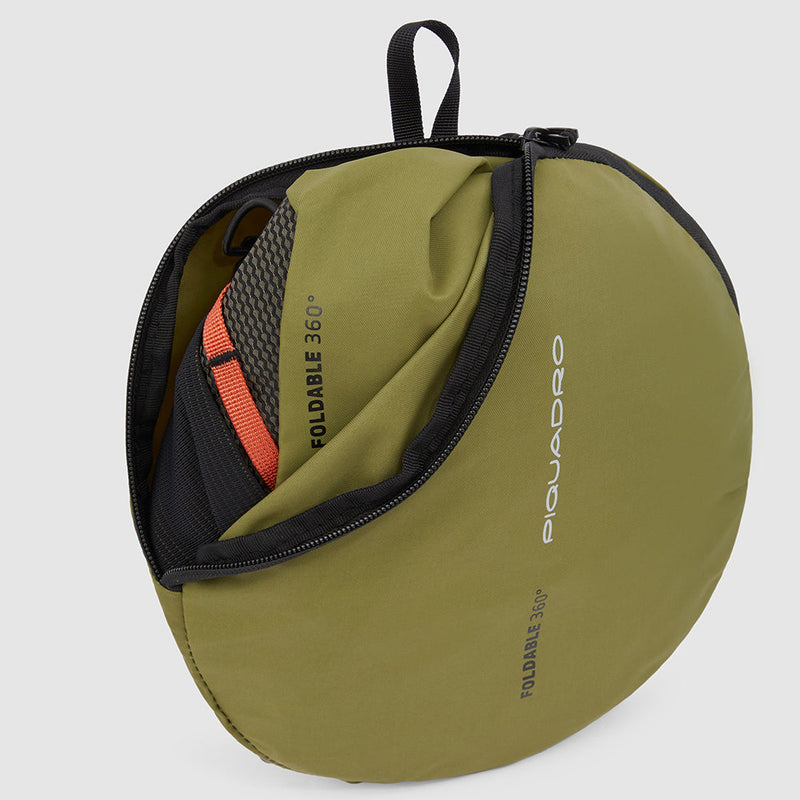 Foldable computer backpack in recycled fabric