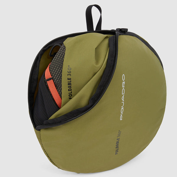 Foldable computer backpack in recycled fabric