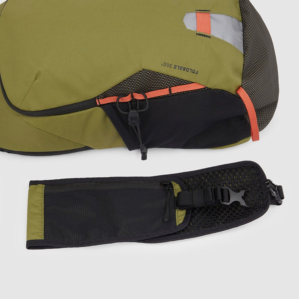 Foldable computer backpack in recycled fabric