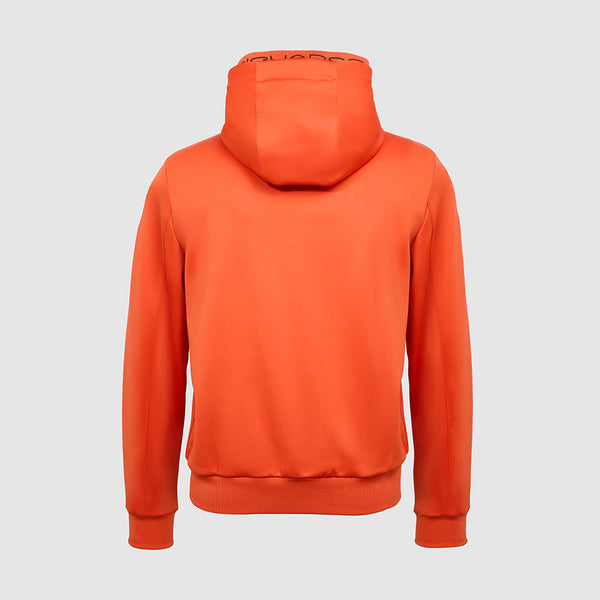 Jacket with knitted fabric hood