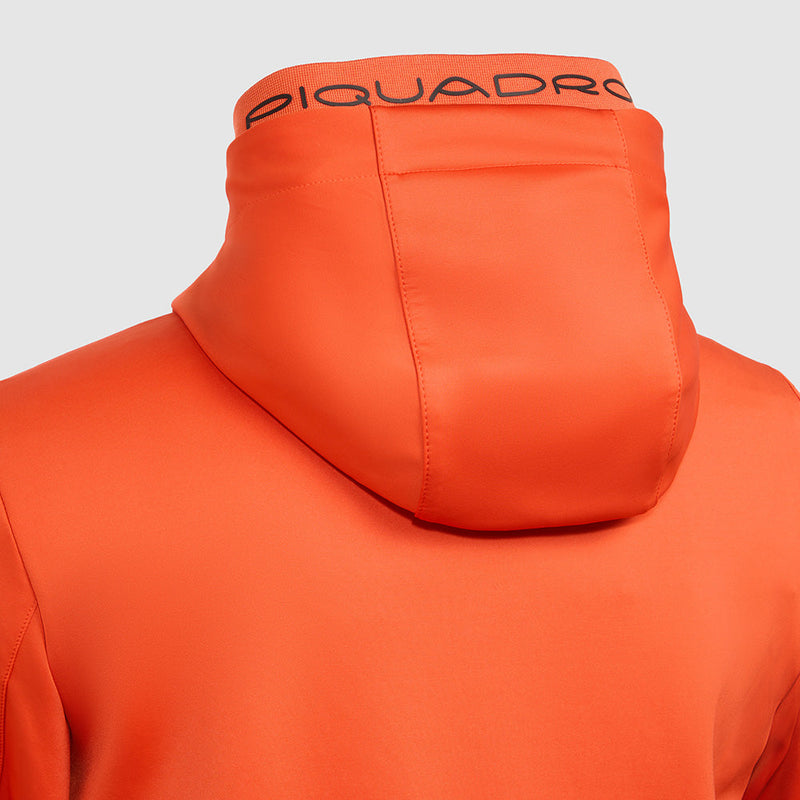 Jacket with knitted fabric hood