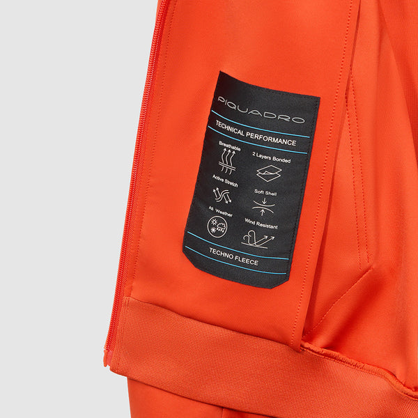 Jacket with knitted fabric hood