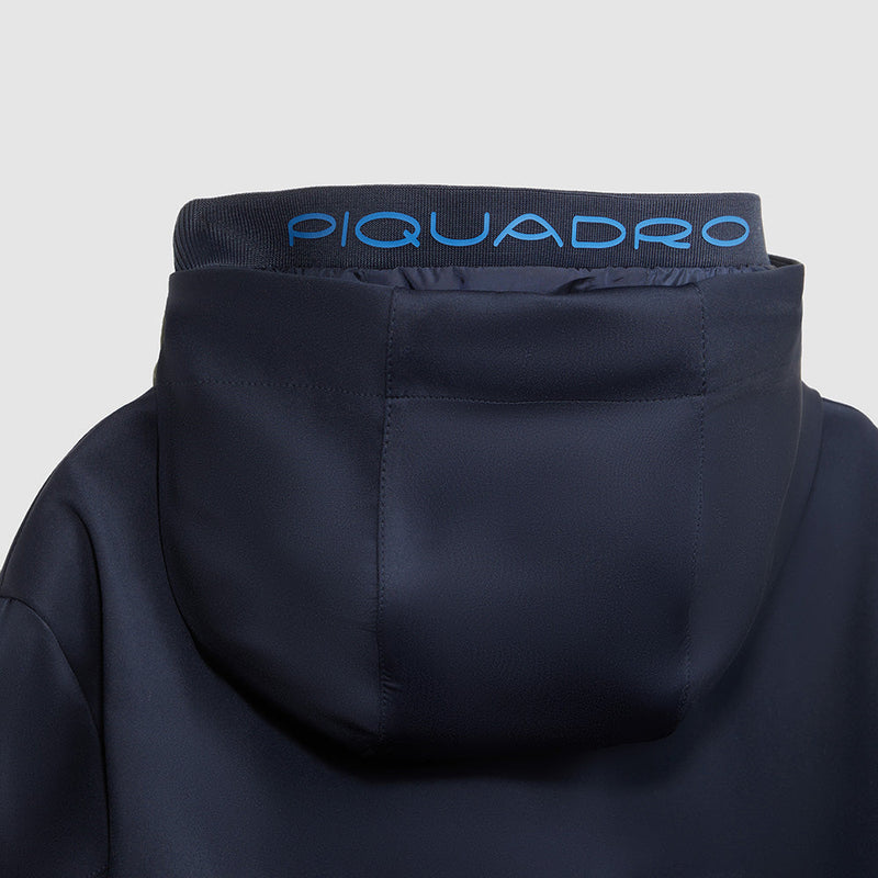 Jacket with knitted fabric hood