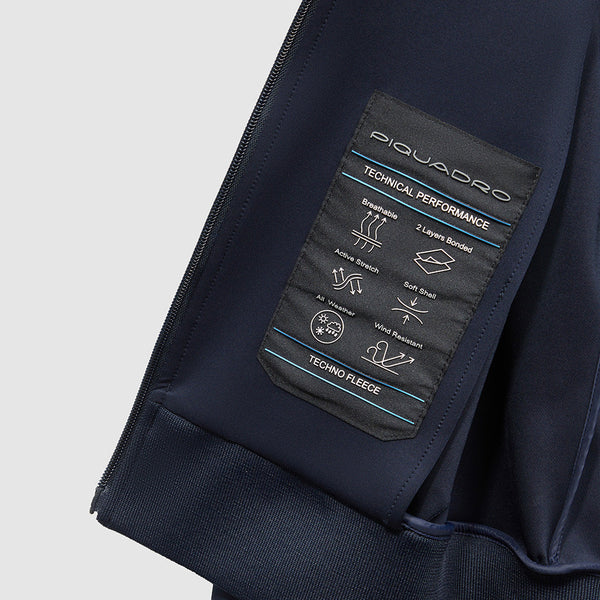 Jacket with knitted fabric hood