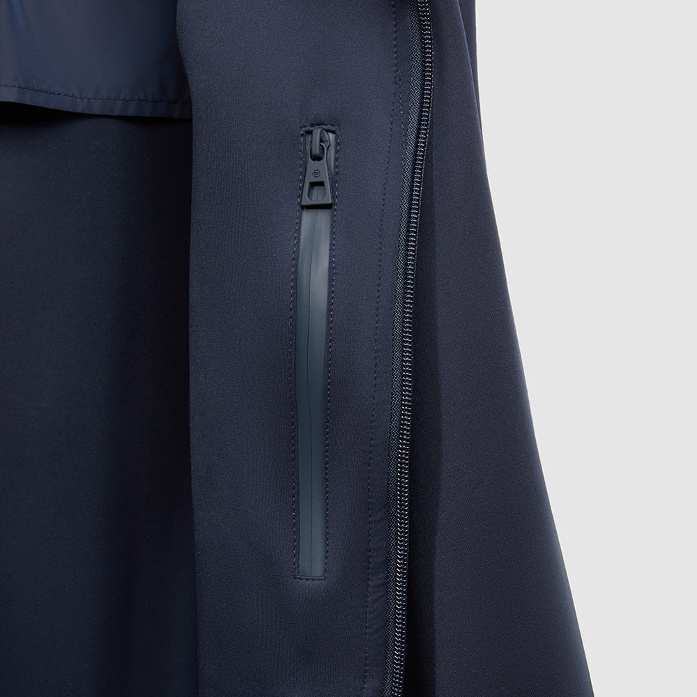 Jacket with knitted fabric hood