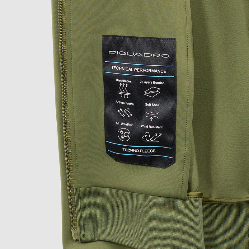 Jacket with knitted fabric hood