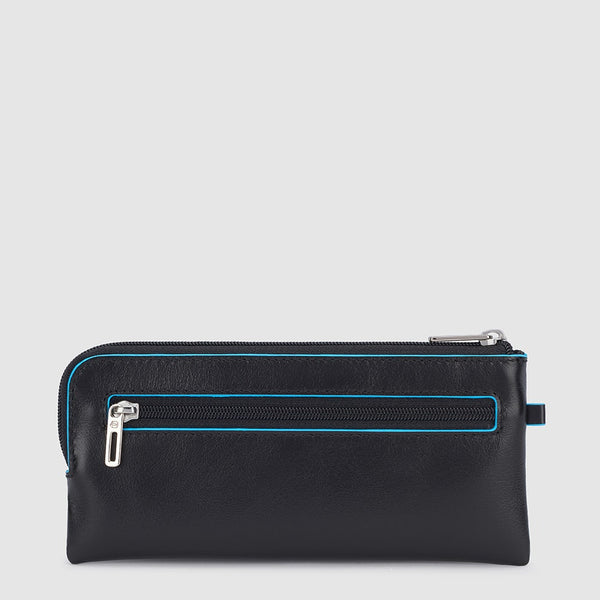 Two-ring key case with zipped rear pocket
