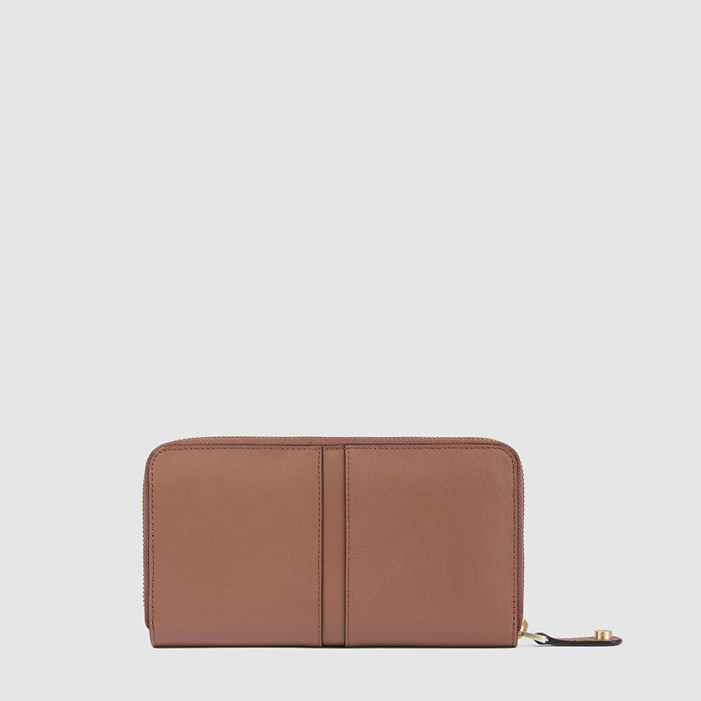 Zip-around women’s wallet with four dividers