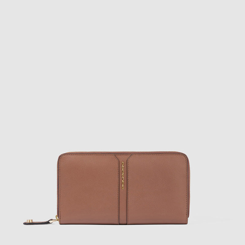 Zip-around women’s wallet with four dividers