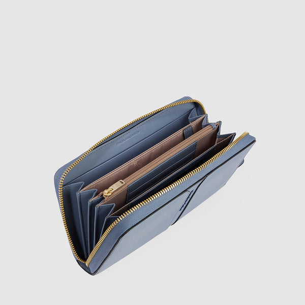 Zip-around women’s wallet with four dividers