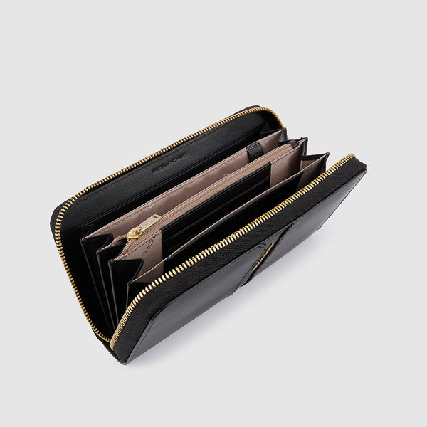 Zip-around women’s wallet with four dividers