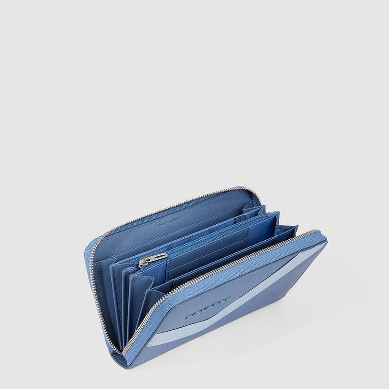 Zip-around women’s wallet with four dividers