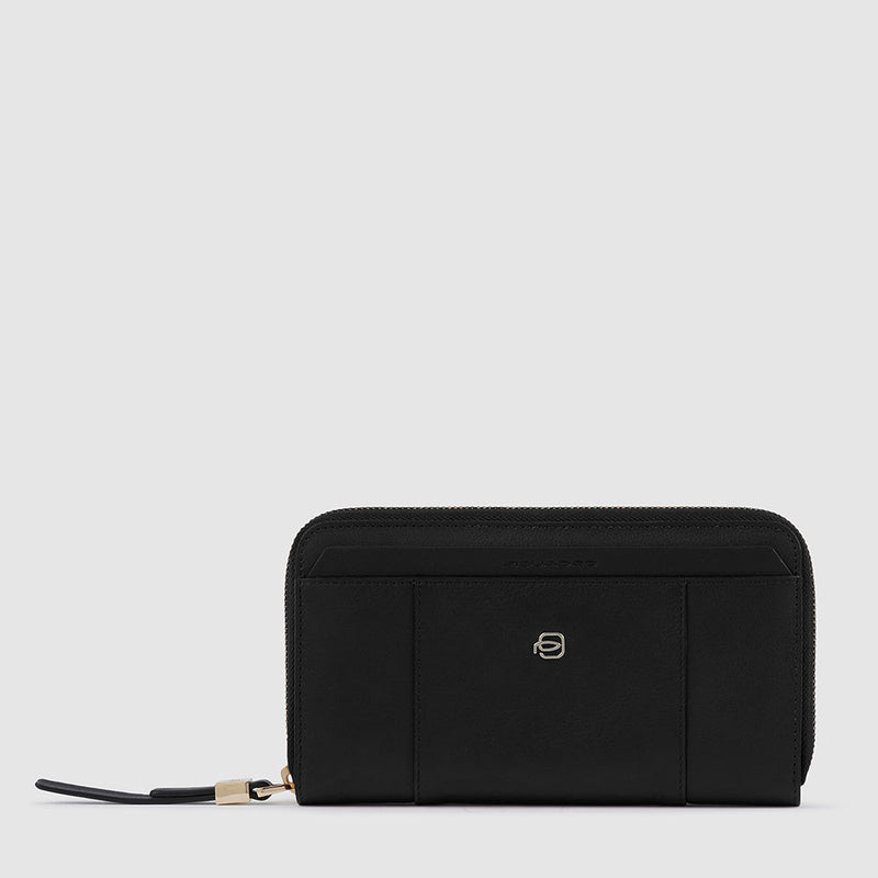 Zip-around women’s wallet with four dividers