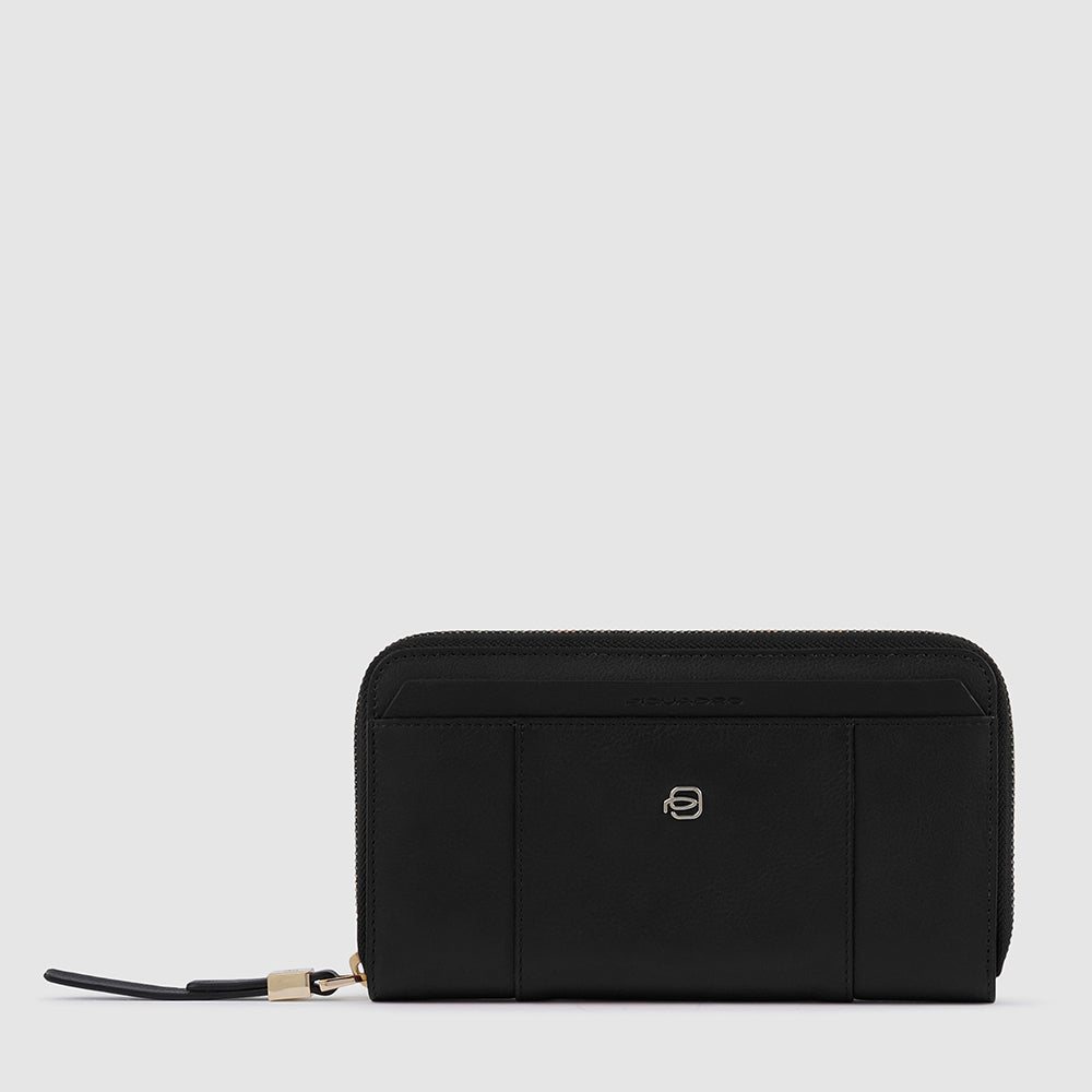 Zip-around women’s wallet with four dividers