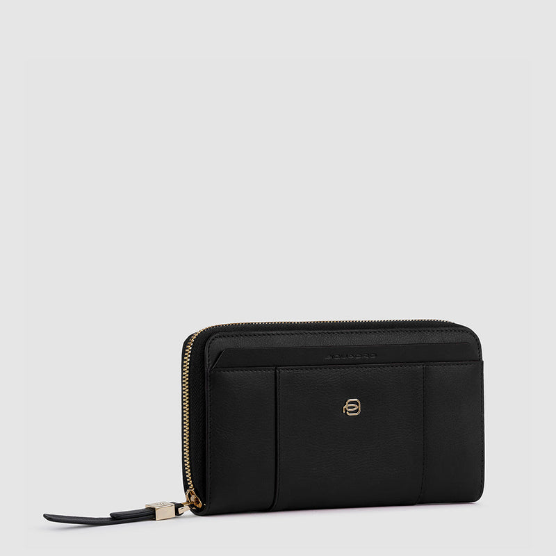 Zip-around women’s wallet with four dividers