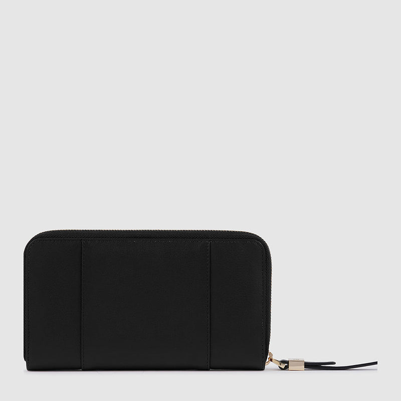 Zip-around women’s wallet with four dividers