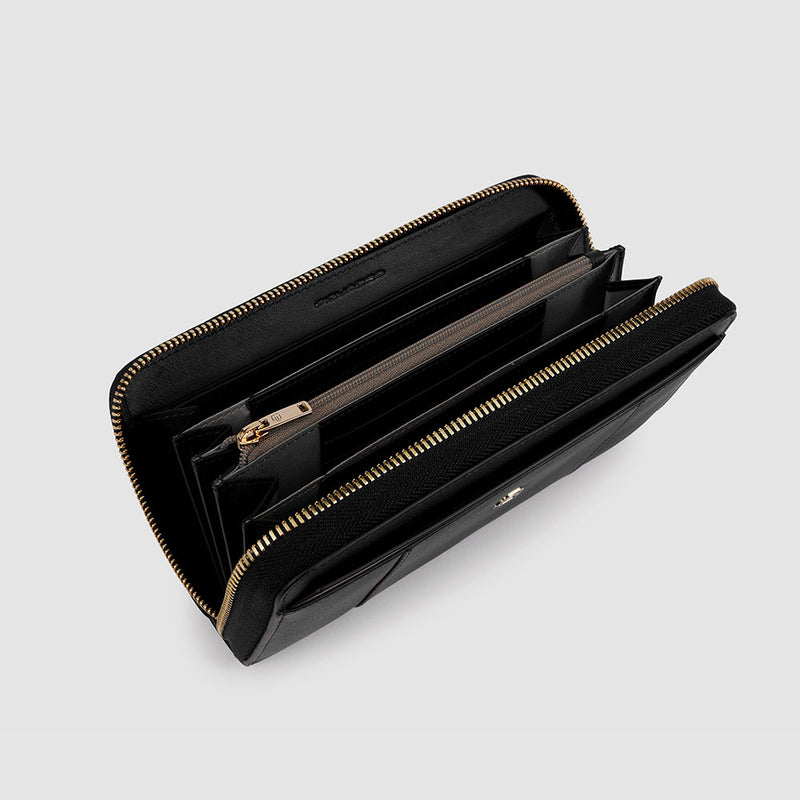 Zip-around women’s wallet with four dividers