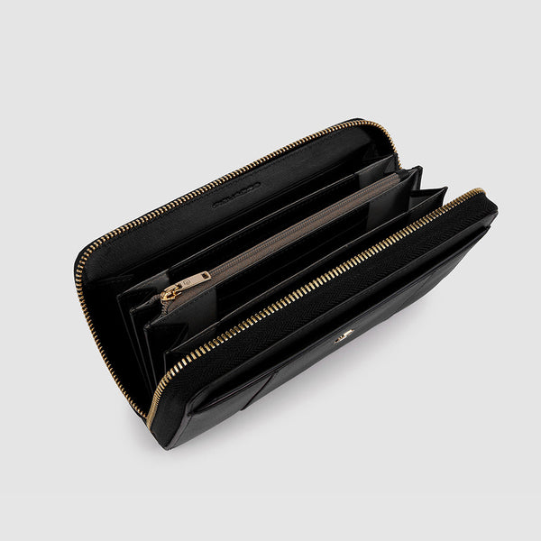 Zip-around women’s wallet with four dividers