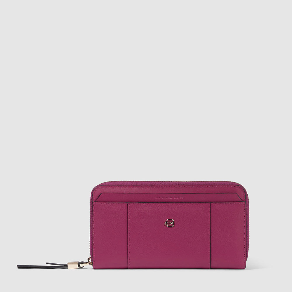 Zip-around women’s wallet with four dividers
